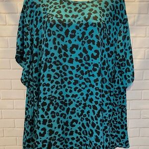 Torrid 4X Abbey Georgette Teal Leopard Print blouse. New with tags.
